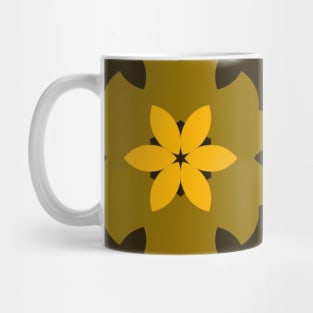 Retro Mandala Flower Yellow and Orange Mug